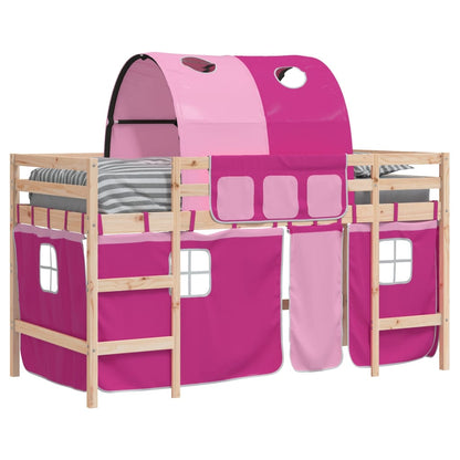 Kids' Loft Bed with Tunnel Pink 80x200cm Solid Wood Pine