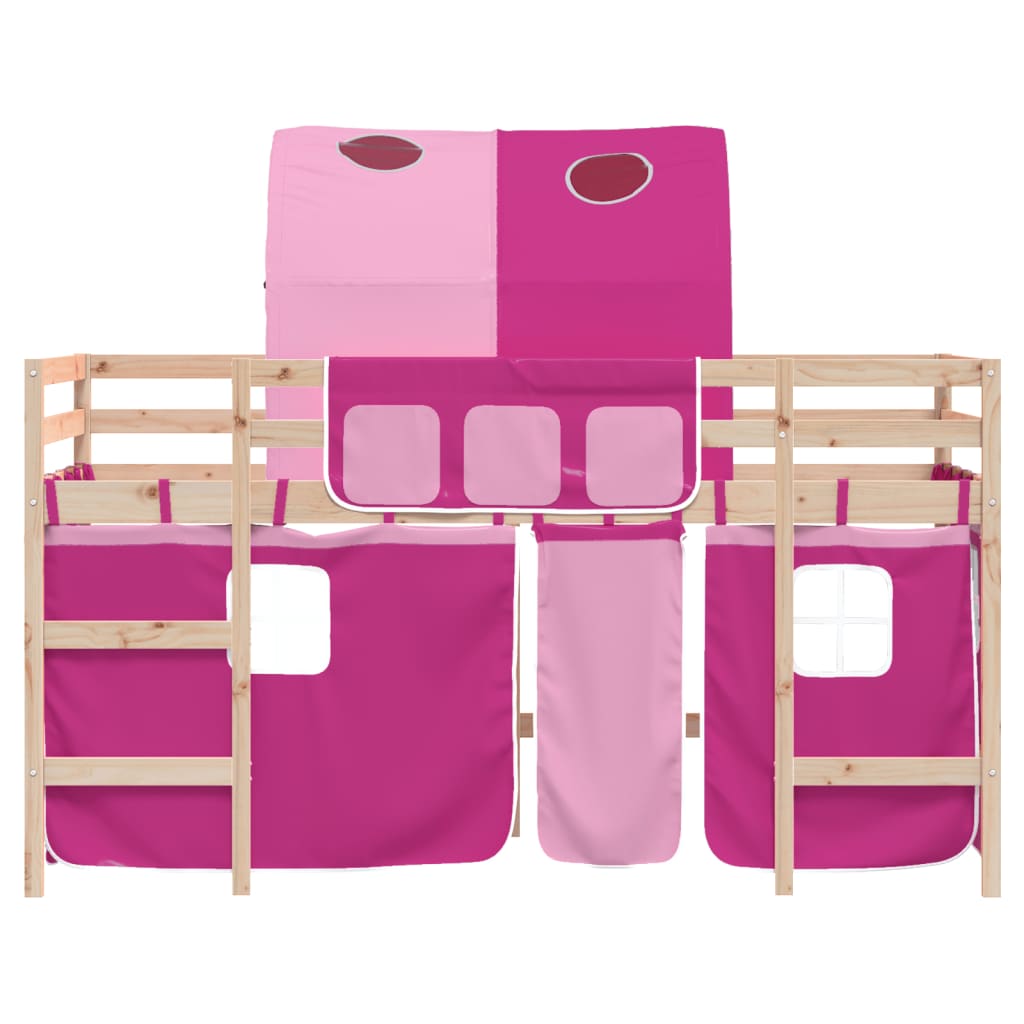 Kids' Loft Bed with Tunnel Pink 80x200cm Solid Wood Pine