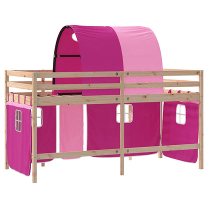 Kids' Loft Bed with Tunnel Pink 80x200cm Solid Wood Pine