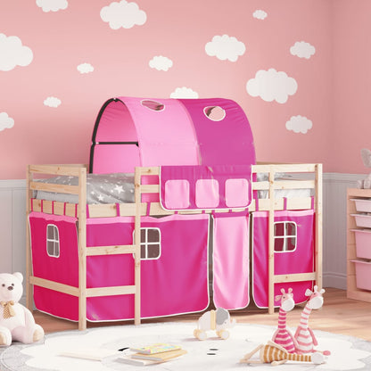 Kids' Loft Bed with Tunnel Pink 80x200cm Solid Wood Pine