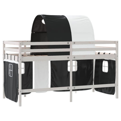 Kids' Loft Bed with Tunnel White&Black 80x200cm Solid Wood Pine