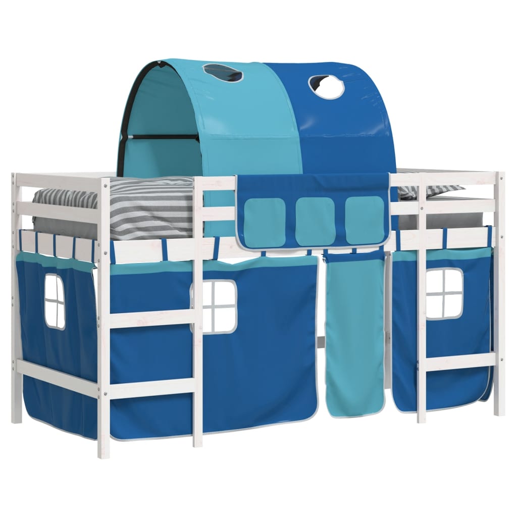 Kids' Loft Bed with Tunnel Blue 80x200cm Solid Wood Pine