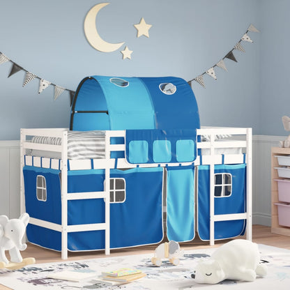 Kids' Loft Bed with Tunnel Blue 80x200cm Solid Wood Pine