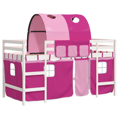 Kids' Loft Bed with Tunnel Pink 80x200cm Solid Wood Pine