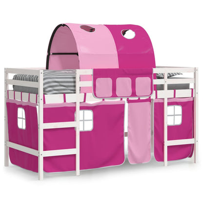 Kids' Loft Bed with Tunnel Pink 80x200cm Solid Wood Pine