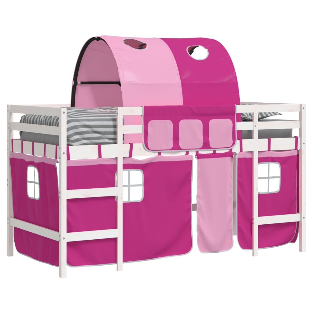 Kids' Loft Bed with Tunnel Pink 80x200cm Solid Wood Pine