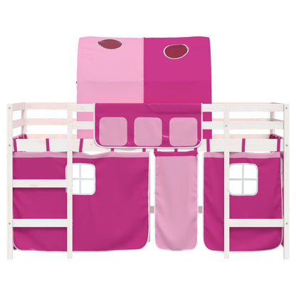 Kids' Loft Bed with Tunnel Pink 80x200cm Solid Wood Pine