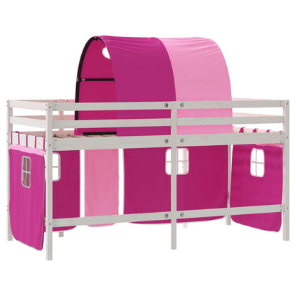 Kids' Loft Bed with Tunnel Pink 80x200cm Solid Wood Pine