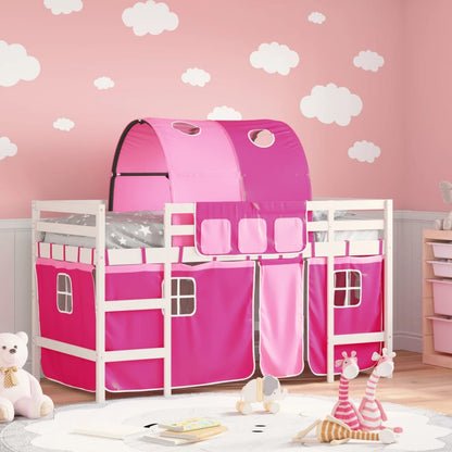 Kids' Loft Bed with Tunnel Pink 80x200cm Solid Wood Pine