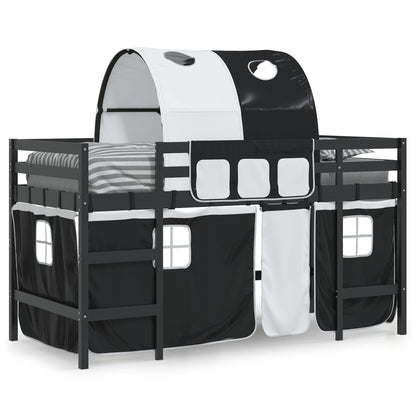 Kids' Loft Bed with Tunnel White&Black 80x200cm Solid Wood Pine