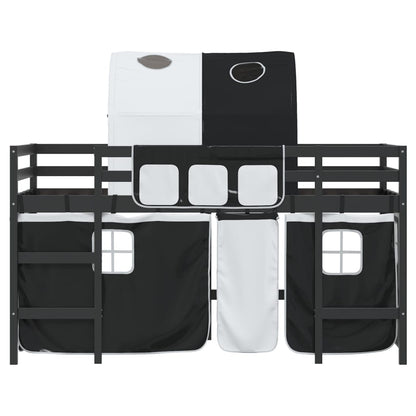 Kids' Loft Bed with Tunnel White&Black 80x200cm Solid Wood Pine