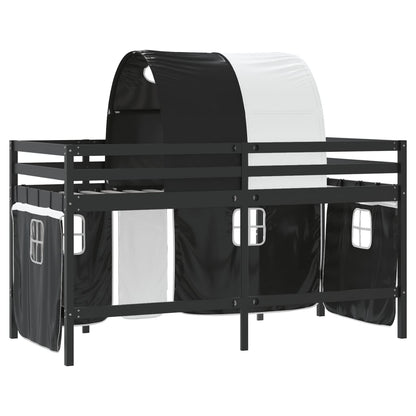 Kids' Loft Bed with Tunnel White&Black 80x200cm Solid Wood Pine