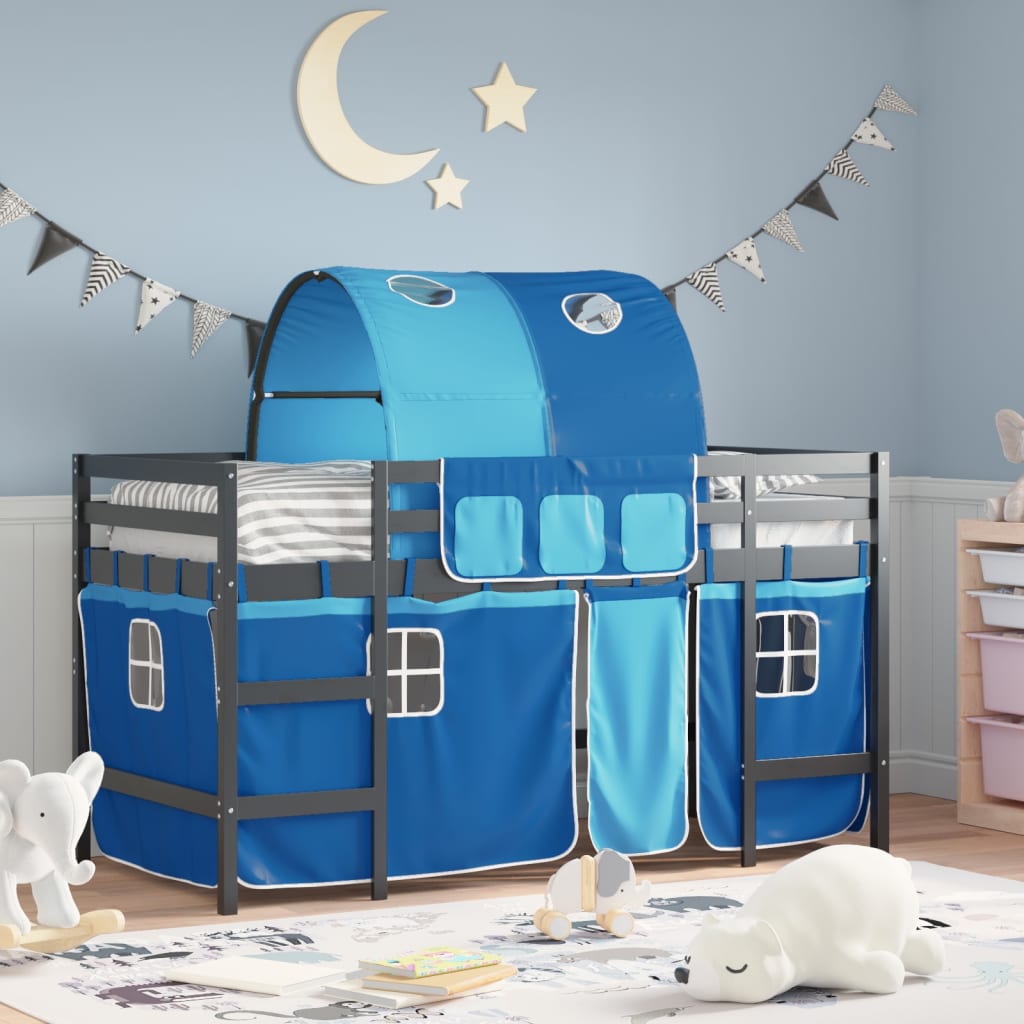 Kids' Loft Bed with Tunnel Blue 80x200cm Solid Wood Pine