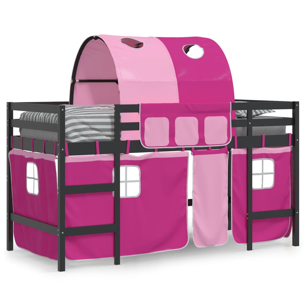 Kids' Loft Bed with Tunnel Pink 80x200cm Solid Wood Pine