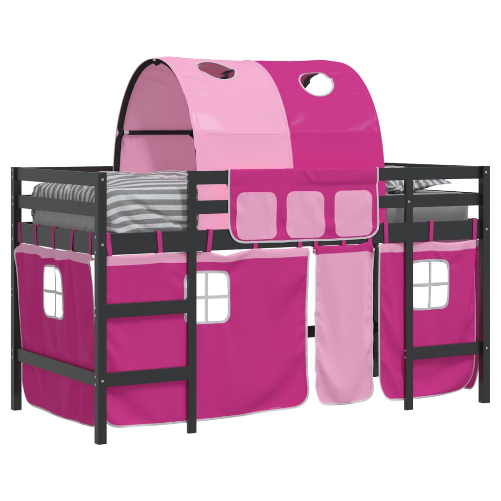 Kids' Loft Bed with Tunnel Pink 80x200cm Solid Wood Pine