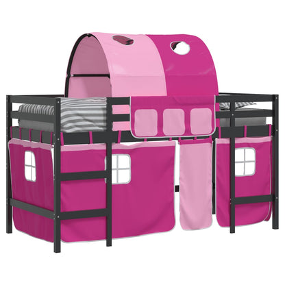 Kids' Loft Bed with Tunnel Pink 80x200cm Solid Wood Pine