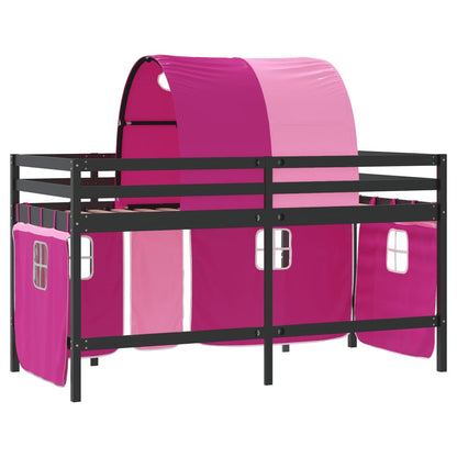 Kids' Loft Bed with Tunnel Pink 80x200cm Solid Wood Pine