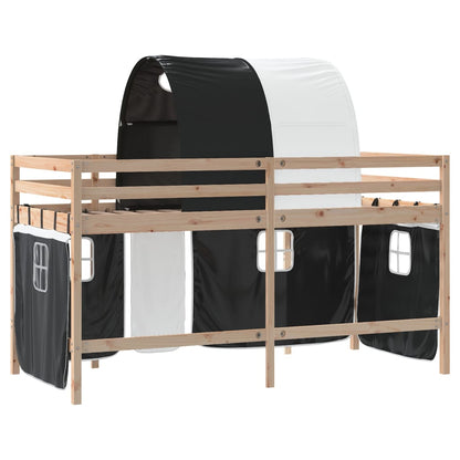 Kids' Loft Bed with Tunnel White&Black 90x200cm Solid Wood Pine