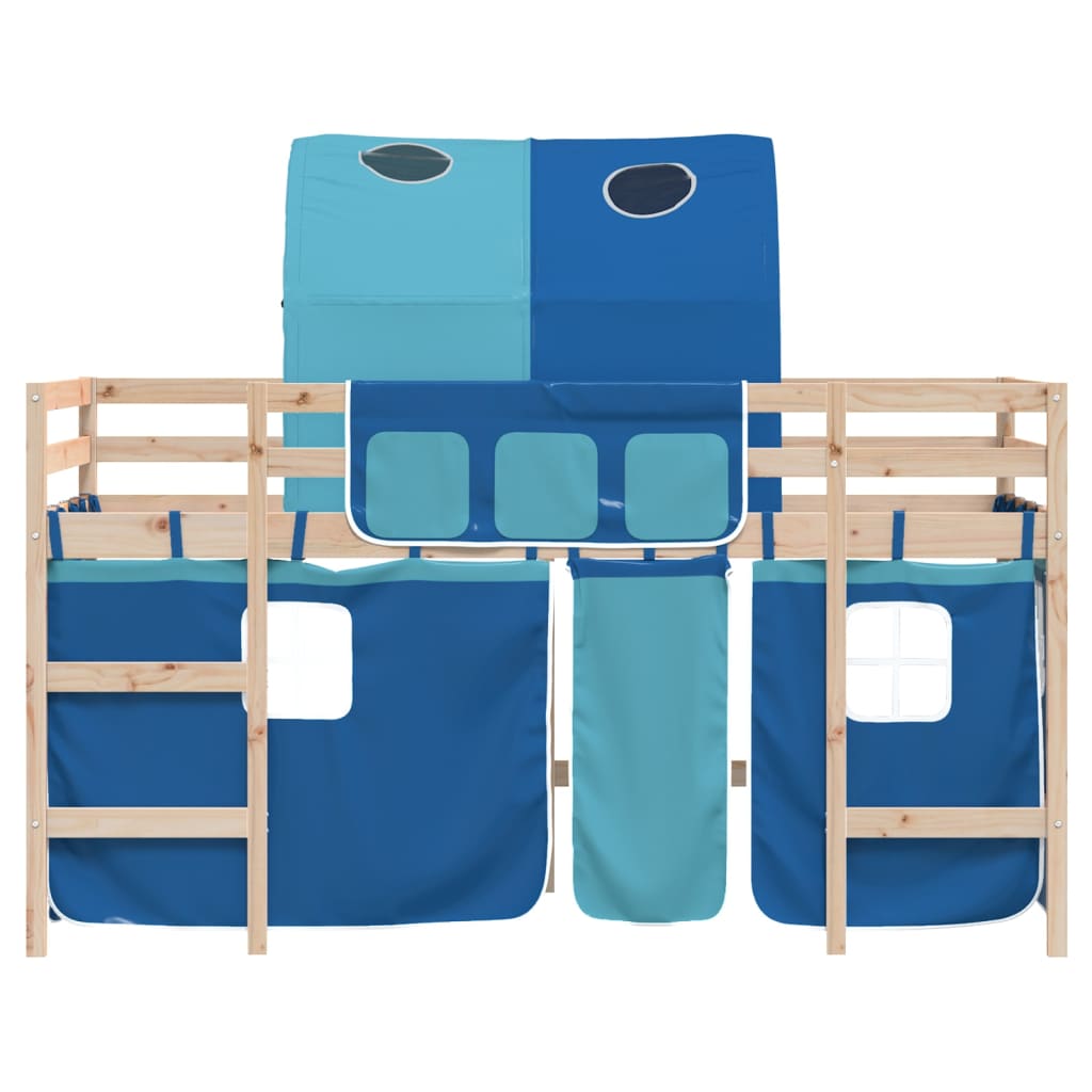 Kids' Loft Bed with Tunnel Blue 90x200cm Solid Wood Pine