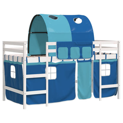 Kids' Loft Bed with Tunnel Blue 90x200cm Solid Wood Pine