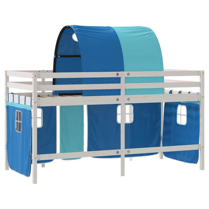 Kids' Loft Bed with Tunnel Blue 90x200cm Solid Wood Pine