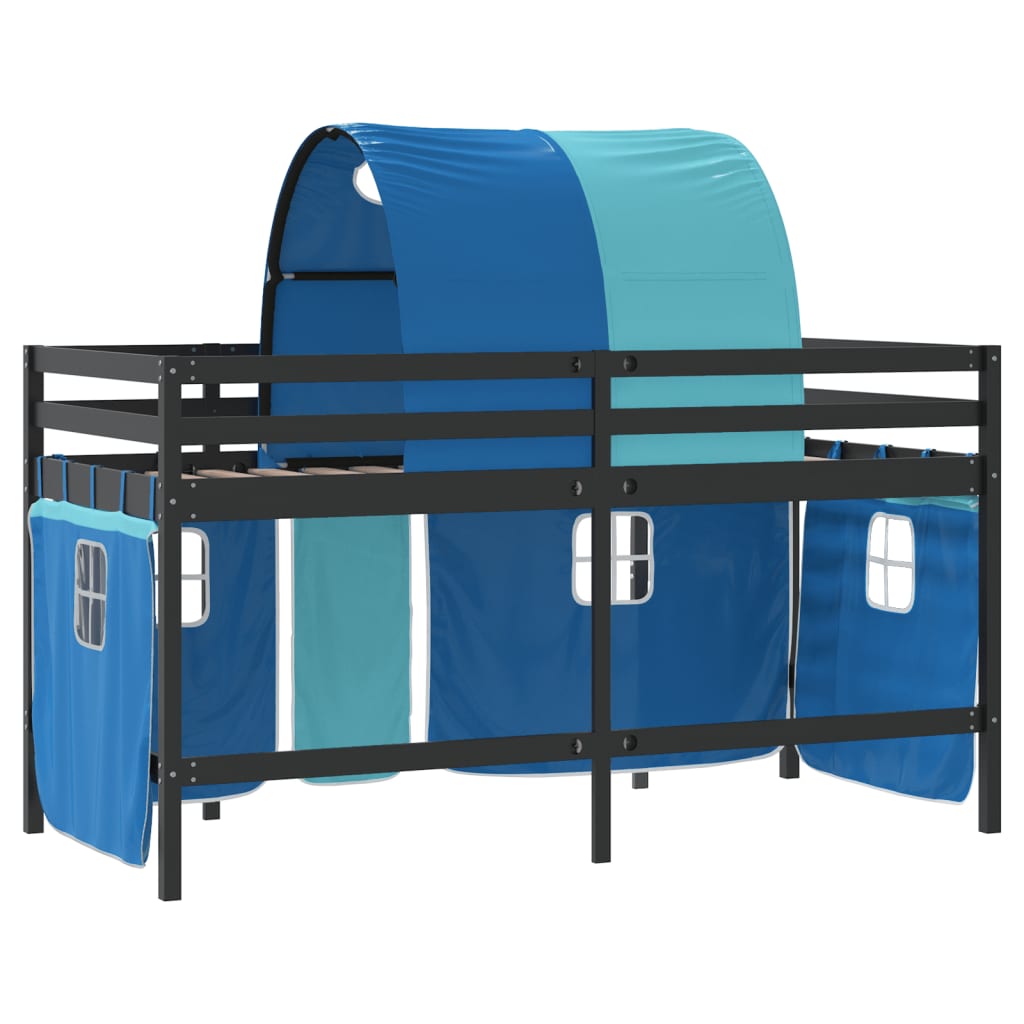 Kids' Loft Bed with Tunnel Blue 90x200cm Solid Wood Pine