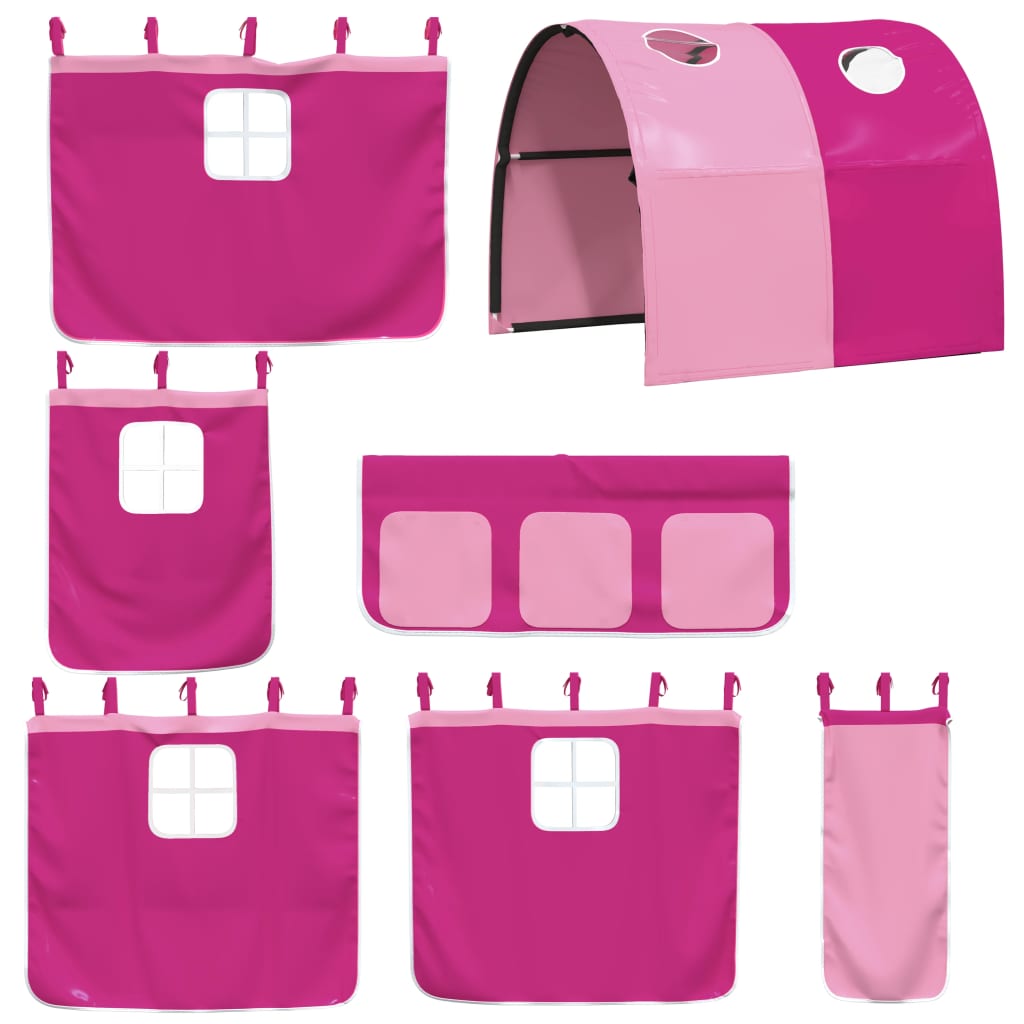 Kids' Loft Bed with Tunnel without Mattress Pink 90x200cm