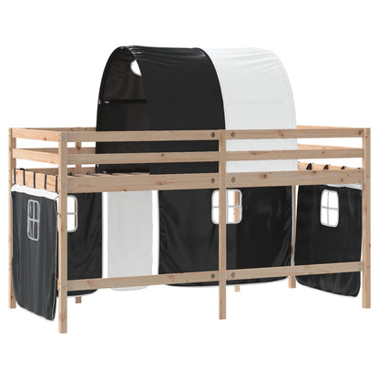 Kids' Loft Bed with Tunnel without Mattress White&Black 90x190 cm Single