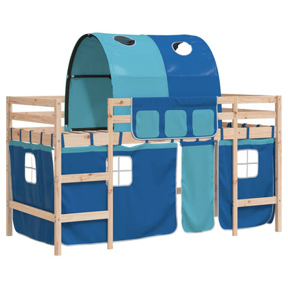 Kids' Loft Bed with Tunnel Blue 90x190cm Solid Wood Pine