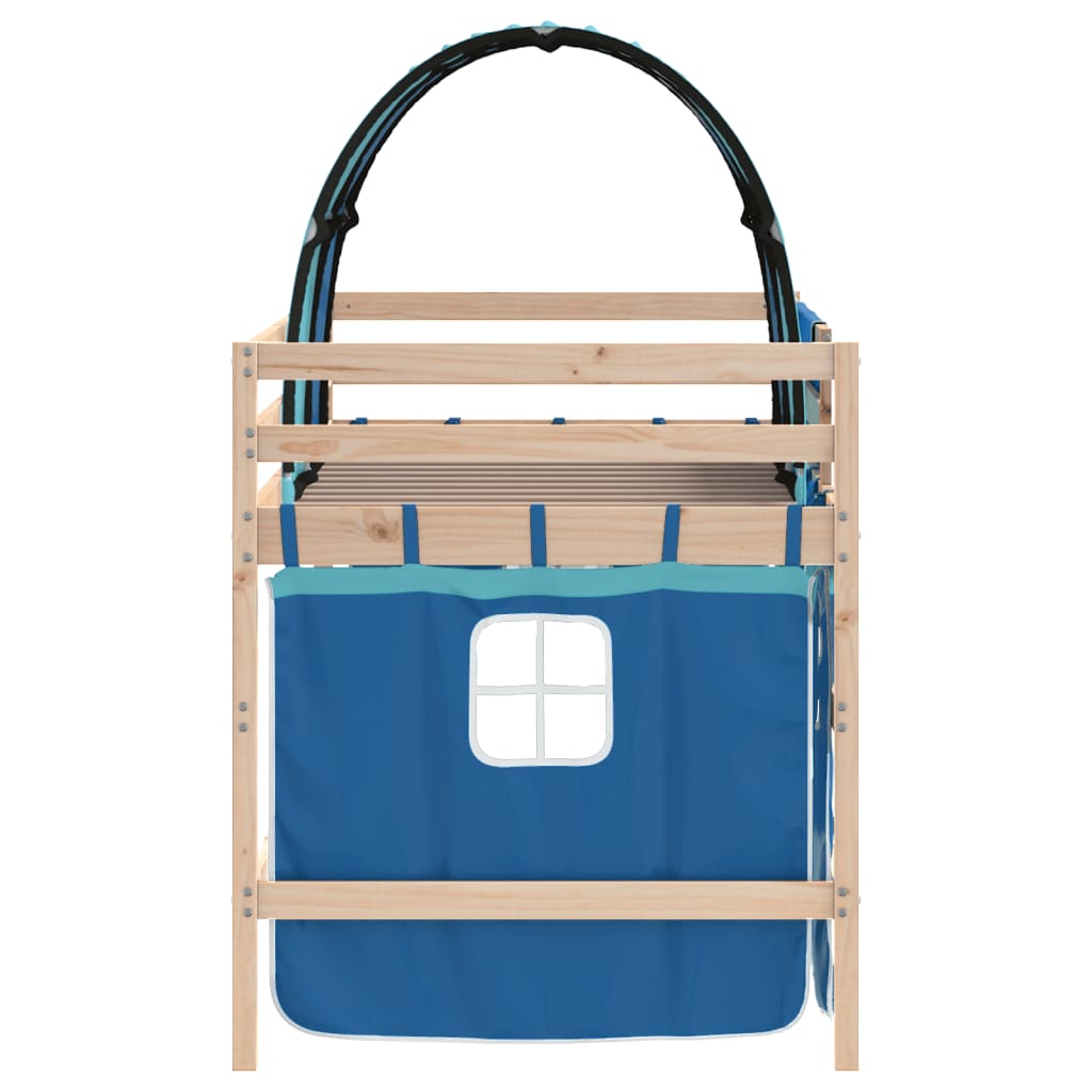 Kids' Loft Bed with Tunnel Blue 90x190cm Solid Wood Pine