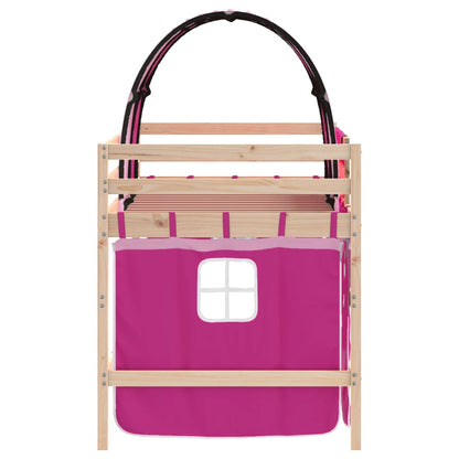 Kids' Loft Bed with Tunnel without Mattress Pink 90x190cm