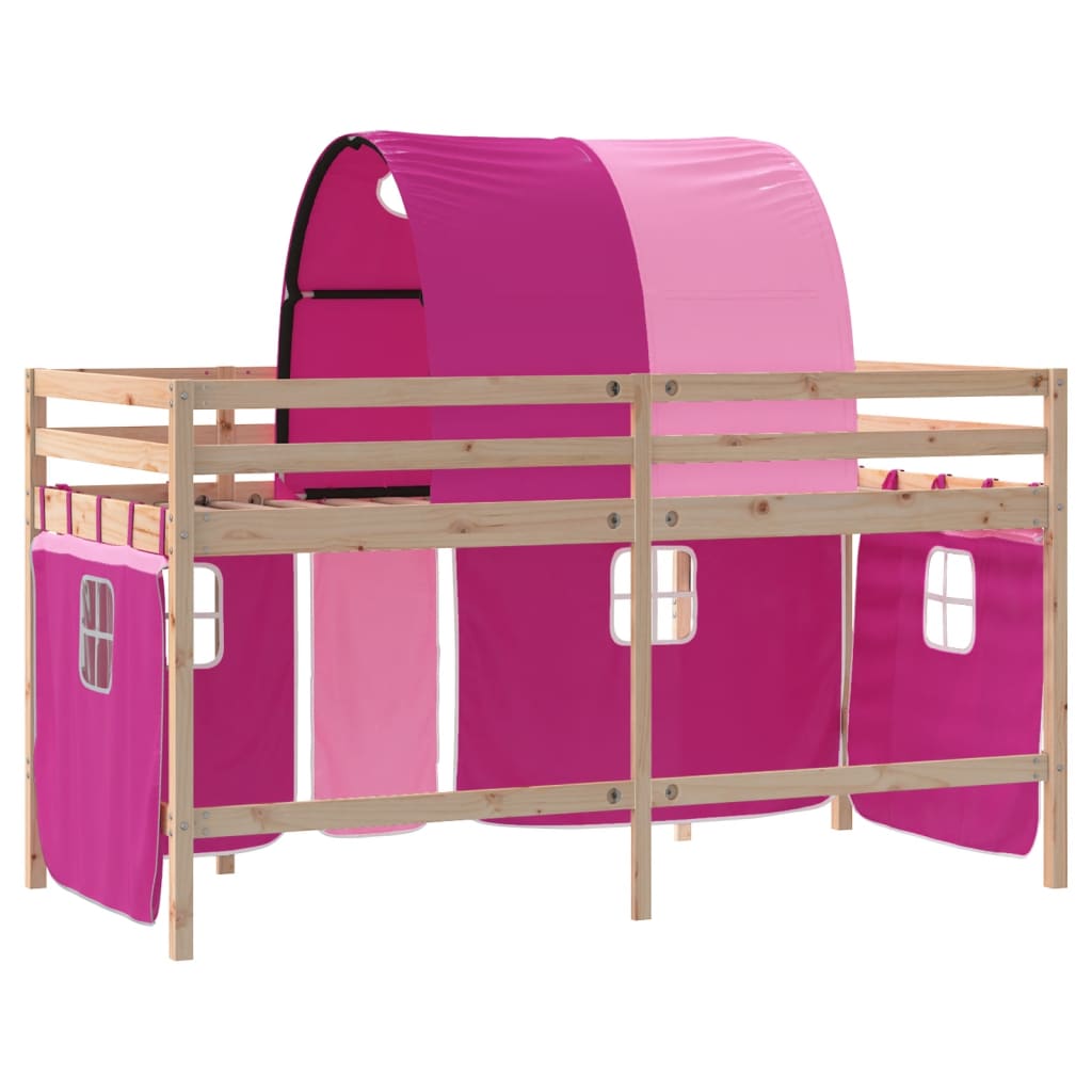 Kids' Loft Bed with Tunnel without Mattress Pink 90x190cm