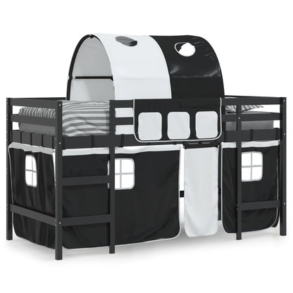 Kids' Loft Bed with Tunnel without Mattress White&Black 90x190cm