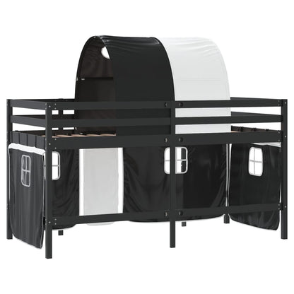 Kids' Loft Bed with Tunnel without Mattress White&Black 90x190cm