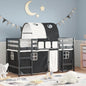 Kids' Loft Bed with Tunnel without Mattress White&Black 90x190cm