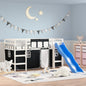 Kids' Loft Bed with Curtains without Mattress White&Black 80x200 cm