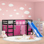 Kids' Loft Bed with Curtains Pink 80x200 cm Solid Wood Pine