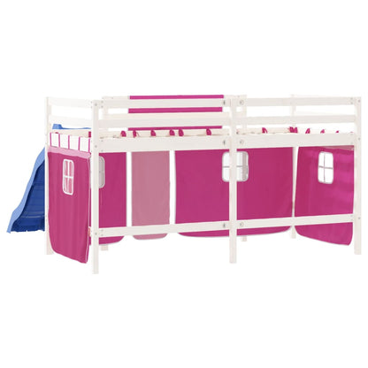 Kids' Loft Bed with Curtains without Mattress Pink 90x200 cm