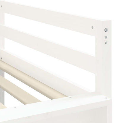 Kids' Loft Bed with Curtains White&Black 90x190cm Solid Wood Pine