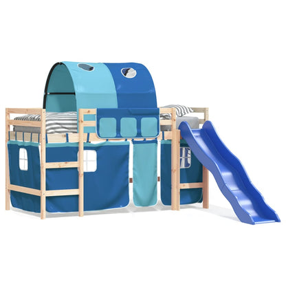 Kids' Loft Bed with Tunnel Blue 80x200 cm Solid Wood Pine