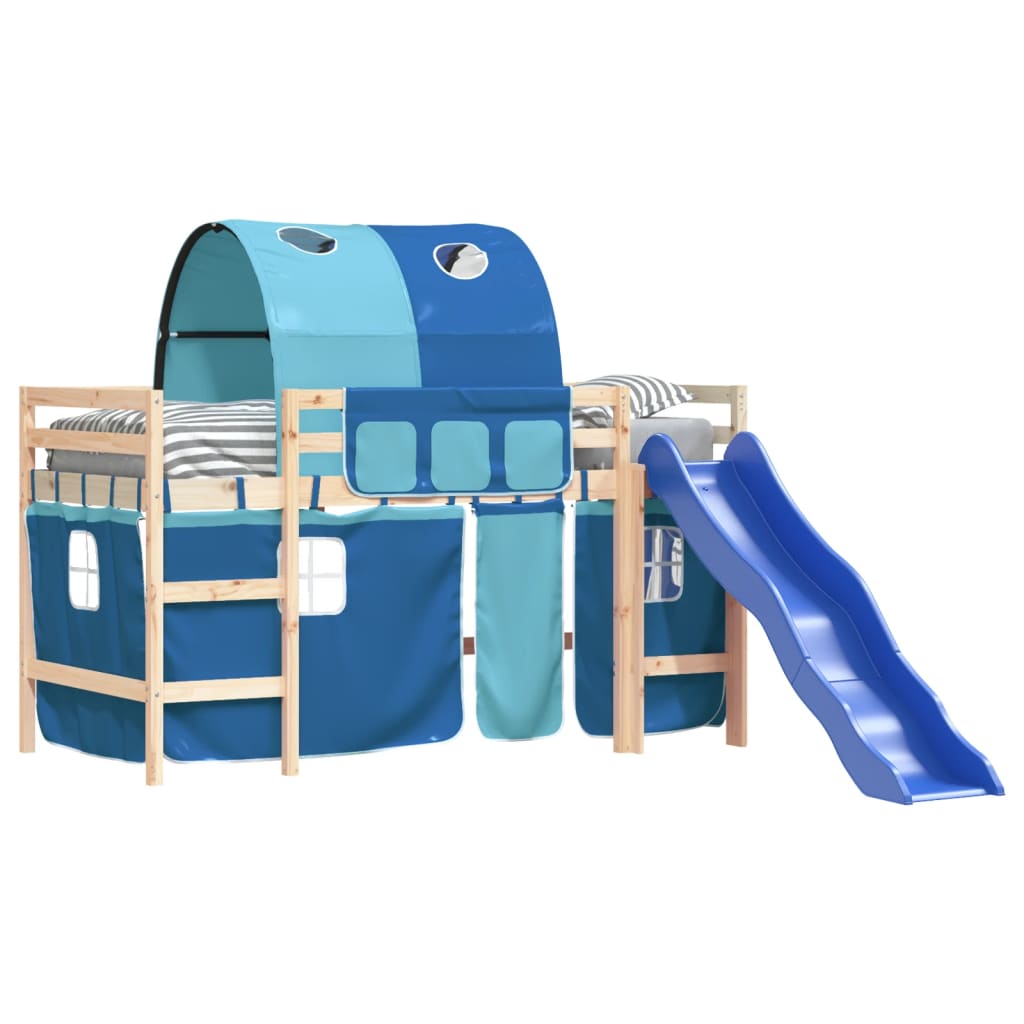 Kids' Loft Bed with Tunnel Blue 80x200 cm Solid Wood Pine