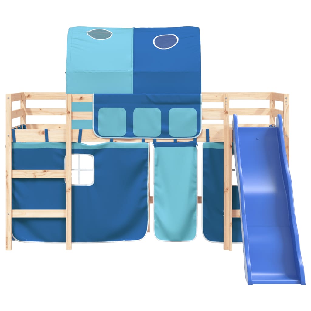 Kids' Loft Bed with Tunnel Blue 80x200 cm Solid Wood Pine