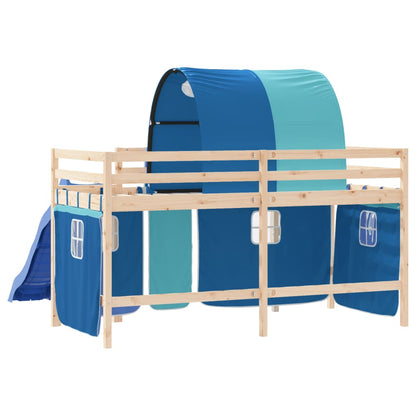 Kids' Loft Bed with Tunnel Blue 80x200 cm Solid Wood Pine