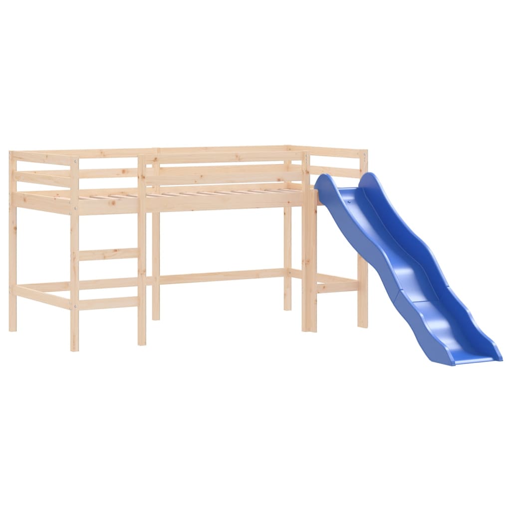 Kids' Loft Bed with Tunnel Blue 80x200 cm Solid Wood Pine