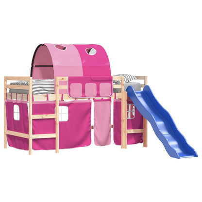 Kids' Loft Bed with Tunnel without Mattress Pink 80x200 cm