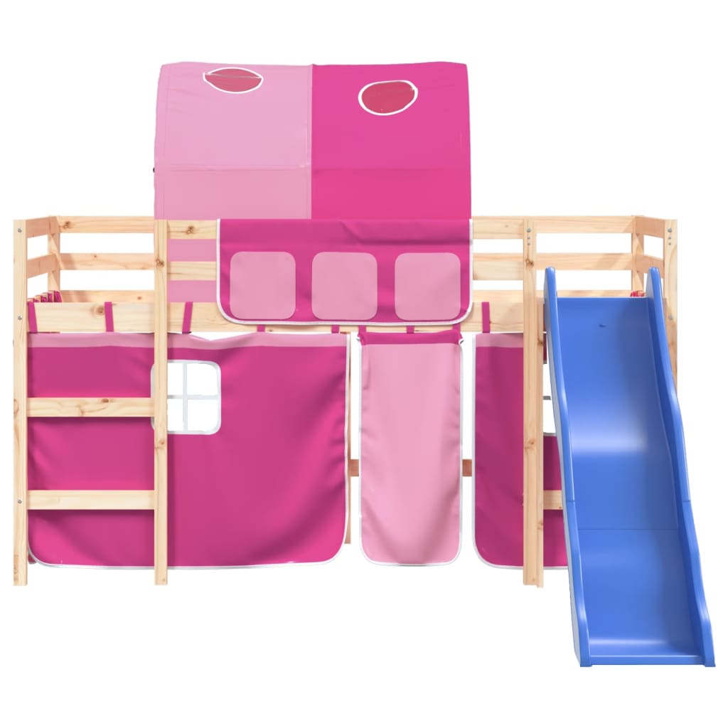 Kids' Loft Bed with Tunnel without Mattress Pink 80x200 cm