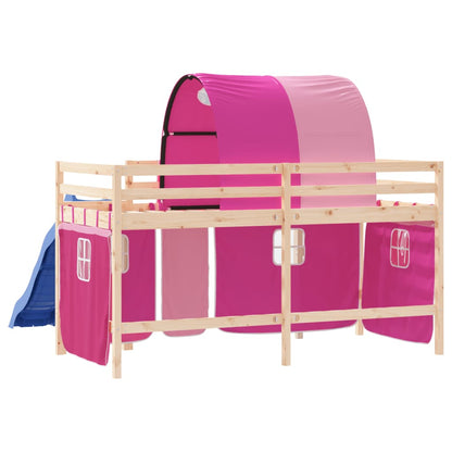 Kids' Loft Bed with Tunnel without Mattress Pink 80x200 cm