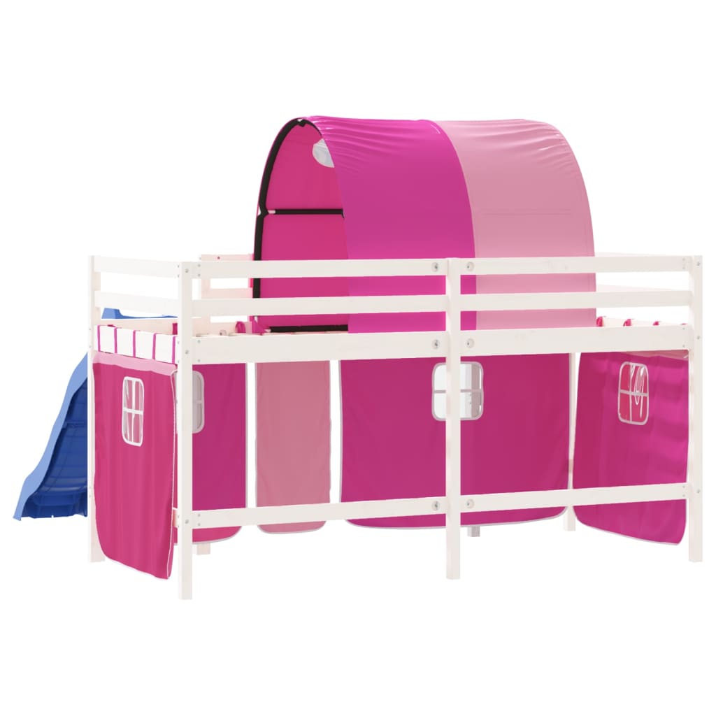 Kids' Loft Bed with Tunnel Pink 80x200 cm Solid Wood Pine