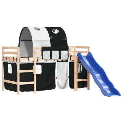 Kids' Loft Bed with Tunnel without Mattress White&Black 90x200 cm