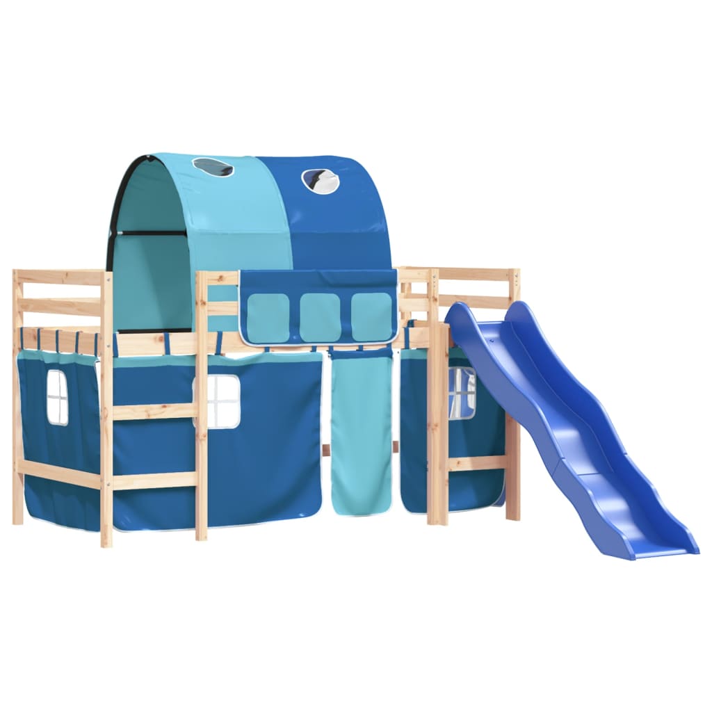 Kids' Loft Bed with Tunnel without Mattress Blue 90x200 cm